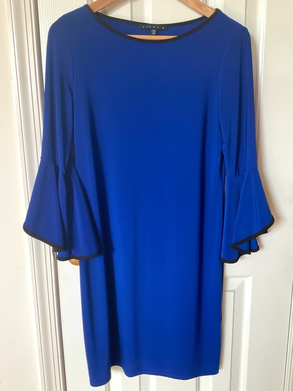 Tiana B Women's Size Medium Blue Bell Long Sleeve Shift Dress